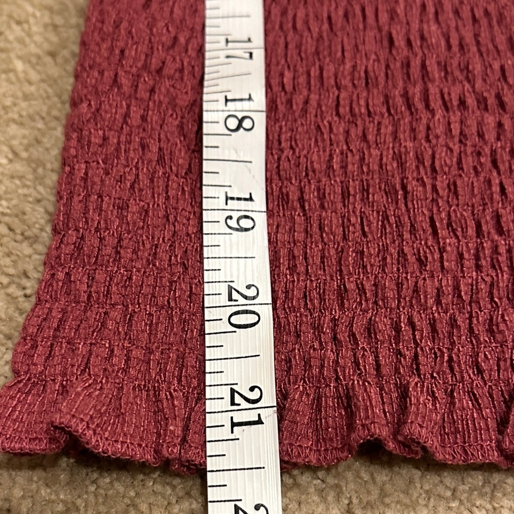 Anthropologie Burgundy Smocked Blouse​​ - Picture 5 of 7
